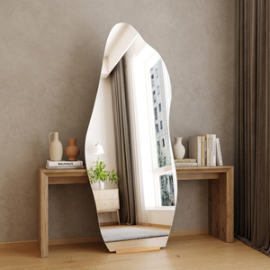 Miroir sur pied LED argenté personnalisé, pleine longueur, en forme de nuages irréguliers, style moderne, pour décoration artistique, tendance 2026, idéal pour Noël - Product Image 1