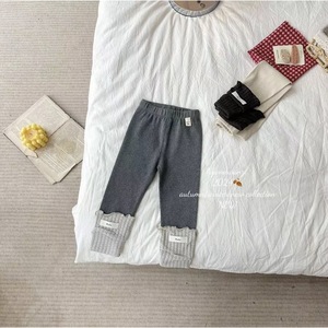 Tongxingyuan <b>Girls</b> Patchwork <b>Leggings</b> Gray Black Apricot Cotton Knitted Spring Autumn Pants - Product Image 4