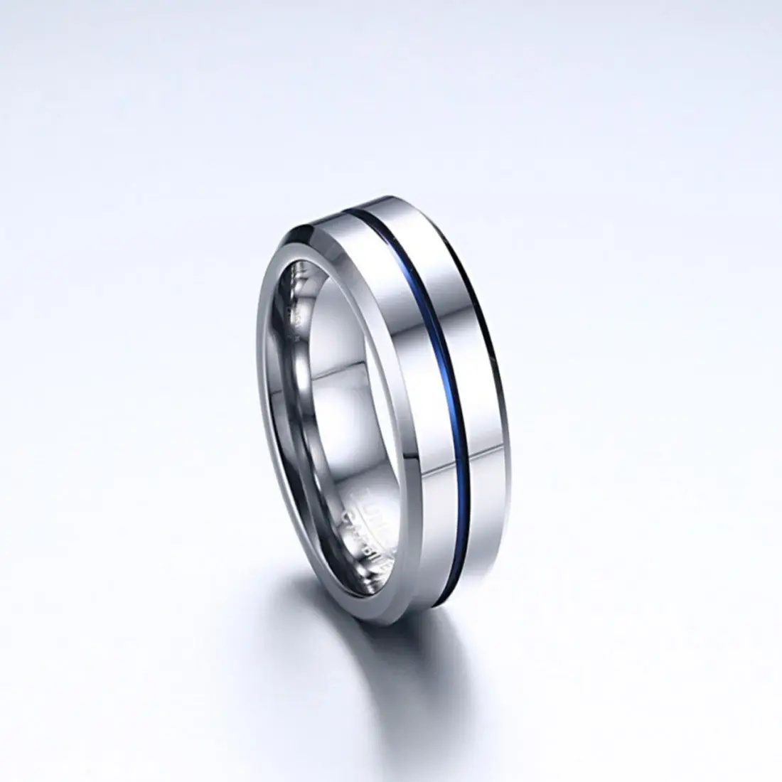 Cincin Tungsten untuk pria, cincin pernikahan Tungsten biru perak Tungsten pas badan 6mm 7mm 8mm 9mm 10mm