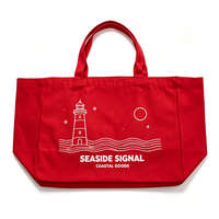 Tas Belanja Kanvas Merah Logo Kustom Wanita Ukuran Kecil Tas Selempang Ukuran Ringkas Untuk Belanja Sehari-hari dan Perjalanan Tas Jinjing Flying Whale