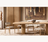 Fauteuils de restaurant de maison de luxe Mobilier Mobilier Cadre en bois de chêne Bras en métal Chaises de salle à manger