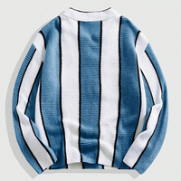 Polo en tricot rayé personnalisé pour homme, 100% coton, 7GG, col en V, style rétro preppy, fabricant OEM ODM, vente en gros, faible MOQ