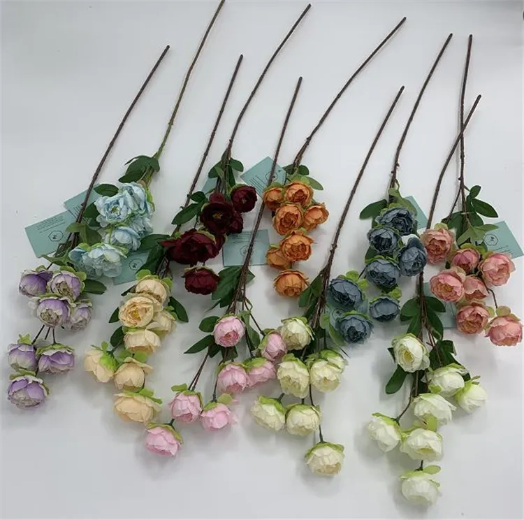 QSLH-VF004 Home Decoration Rose Flowers Artificial Peony Silk Flower 7 Heads Peony Bouquet For Wedding Decor