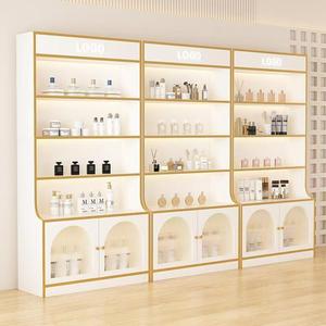 Vitrina expositora de cosméticos para salón de belleza, vitrina de uñas con puerta de vidrio para almacenamiento de productos de cuidado de la piel, estante multinivel. - Product Image 3