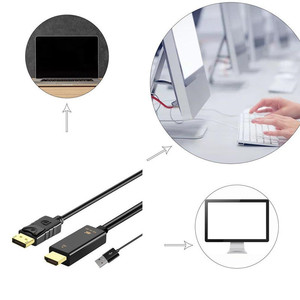 Cable adaptador HDMI a DP con alimentación USB para conexión de monitor de ordenador y TV, cable de cobre chapado en oro - Product Image 1
