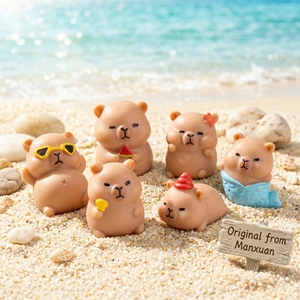 Figuras de Capibara de Resina en Miniatura al por Mayor, Estilos Surtidos para Micropaisajes, Decoración de Jardines de Muñecas, Manualidades DIY, OEM Personalizado - Product Image 3