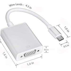 อะแดปเตอร์แปลง USB C ตัวผู้ เป็น VGA ตัวเมีย USB 3.1 Type C เป็น VGA สำหรับ MacBook <span class=keywords><strong>Chromebook</strong></span> <span class=keywords><strong>Samsung</strong></span> <span class=keywords><strong>Galaxy</strong></span> S9/S8 - Product Image 6