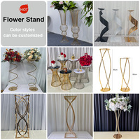 Support de fleurs rectangulaire doré avec lustre pour centres de table de mariage – Prix usine SMS