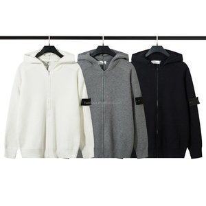 Suéter de Punto con Capucha y Cremallera ST* de Invierno, con Logotipo Bordado, Suéter Informal de Algodón Puro para Hombre <span class=keywords><strong>SLAND</strong></span> - Product Image 1