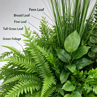 Composition de feuillage vert artificiel en rangée, feuilles de fougère en soie mélangées, toucher réaliste et naturel, pour décoration de scène de mariage et aménagement paysager