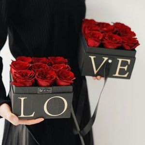 กล่องของขวัญทรงสี่เหลี่ยมหุ้มหนังพกพาสะดวก พิมพ์ลาย LOVE สำหรับร้านขายดอกไม้ - Product Image 5
