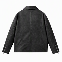 Blouson d'hiver en cuir PU pour homme, style motard, avec col rabattable et fermeture éclair asymétrique, vente en gros, personnalisable