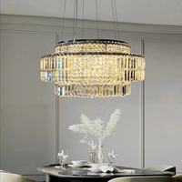 Classique De Luxe Cristal Pendentif Lumière Luxueux Verre Maison Villa Lustre pour Hôtel Lobby Bar Comptoir Lampe Suspendue Usage Domestique