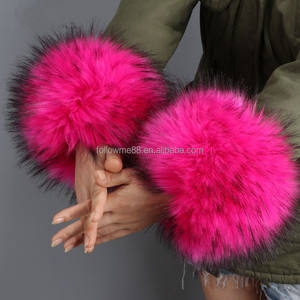Usine En Gros Faux Raton Laveur Renard Fourrure Manchette Manches Vêtements Accessoires Bottes <span class=keywords><strong>De</strong></span> Neige Chaussures Accessoires Décoration Ornements - Product Image 3