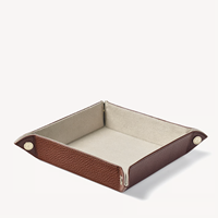 Plateau de rangement pliable de luxe en cuir PU bleu marine personnalisé et organiseur de bureau/chambre pour le rangement et les cadeaux d'affaires