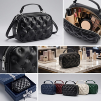 Sac bandoulière matelassé en PU noir de luxe 3D effet popcorn avec fermeture éclair, personnalisable avec logo, portable, multifonctionnel, pochette cadeau pour produits de soin