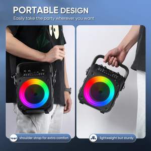 Altavoz de Karaoke Portátil Todo en Uno con Batería, 2 Micrófonos Inalámbricos y Luces RGB para Uso Doméstico - Product Image 6