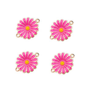 100個の金メッキエナメルフラワーチャームコネクタジュエリー作りブレスレットDIY手作りクラフト18*24mm - Product Image 5