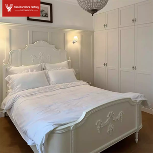 <span class=keywords><strong>Lit</strong></span> <span class=keywords><strong>double</strong></span> <span class=keywords><strong>en</strong></span> bois massif sculpté de style rétro français, pour chambre principale de villa, style campagnard américain, couleur crème, avec éléments <span class=keywords><strong>en</strong></span> <span class=keywords><strong>rotin</strong></span>, <span class=keywords><strong>lit</strong></span> de princesse - Product Image 4