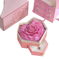 Coffret Cadeau Souvenir Saint-Valentin Mariage Roses Éternelles Faits Main Boîte à Bijoux Collier Fleur Éternelle Logo Personnalisé