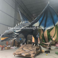 Modèle d'animatronique de dragon bleu glacé mythique à vendre, grand modèle sur le thème des animaux pour parc à thème