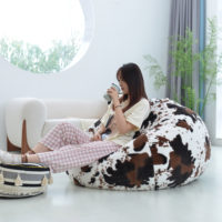 Fauteuil pouf en similicuir, ottoman 100x120cm, chaise longue de sol surdimensionnée en peluche, housse amovible et lavable, OEM ODM personnalisé