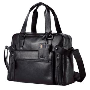 Sac messager pour homme Laualsten, grande capacité, en cuir de vachette, pour les voyages d'affaires, durable, couleur noire unie - Product Image 5