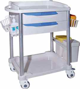 รถเข็นยาระงับความรู้สึกแบบมีลิ้นชักทำจากพลาสติก ABS ใช้ในโรงพยาบาลรถเข็นรักษาฉุกเฉิน - Product Image 6