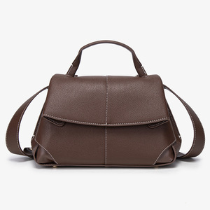 Bolsos de Diseñador de Marcas Famosas, Bolso de Mano Plegable de Cuero PU Genuino para Mujer, Diseño de Panel con Asa Única, Cierre con Bloqueo, Portátil - Product Image 6
