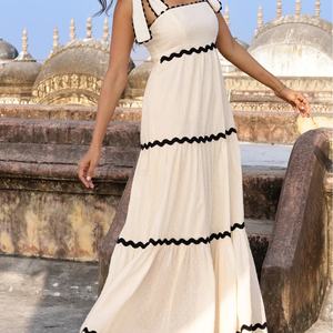 Vestidos de Verano de Algodón Elegantes para Mujer, Diseño Chic de Última Moda, Color Liso, 100% Algodón, Vestido Maxi Informal para Mujer - Product Image 3