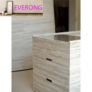 Îlot <span class=keywords><strong>de</strong></span> cuisine moderne design <span class=keywords><strong>de</strong></span> luxe en marbre travertin beige couvrant la décoration du comptoir <span class=keywords><strong>de</strong></span> bar - Product Image 3