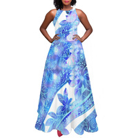 Robe longue noire sans manches, motif de tatouage, personnalisé, non élastique, robe de soirée élégante, style Tribal polynésien