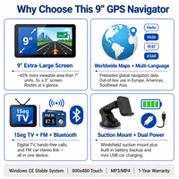 Navigateur GPS Windows CE 9 pouces, écran tactile TV numérique 1Seg, cartes mondiales, Bluetooth, émetteur FM, lecteur multimédia OEM