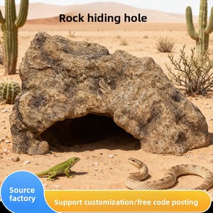Roca de resina con forma de gecko leopardo para reptiles, escondite para dragón barbudo, cueva para serpientes, para pitones de bola, decoración para terrario. - Product Image 3