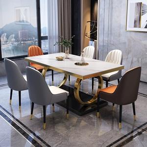 Tavolo da pranzo rettangolare in pietra sinterizzata di lusso moderno Set 4 6 posti sala da pranzo in marmo nero dorato arredo Design - Product Image 6