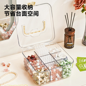 Cosmetic <b>Storage</b> <b>Box</b> With Compartments Transparent Desktop Organizer Large Capacity Portable <b>Makeup</b> Organizer - Product Image 4