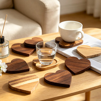 Sous-verres en bois d'acacia en forme de cœur pour la Saint-Valentin, cadeaux et artisanat pour la fête des pères et la fête des mères