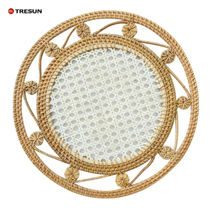 Unique Scalloped Placemat Seagrass Charger Plate <b>for</b> Dining Table Decor Christmas Rattan Placemats Custom Color - Product Image 3