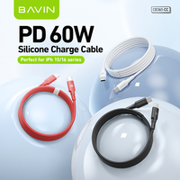 BAVIN CB361 Silicone PD 60W 3 Couleurs Type C Câble USB de Transmission de Données pour Téléphone IOS 15 16 Pro Max