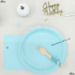 ชุดภาชนะใช้แล้วทิ้งสีพื้น DAMAI สีฟ้าอ่อน อุปกรณ์จัดงานปาร์ตี้ วันเกิด กิจกรรมแคมป์ปิ้ง ของตกแต่งโต๊ะ กระดาษเช็ดปาก แก้ว จาน - Product Image 6