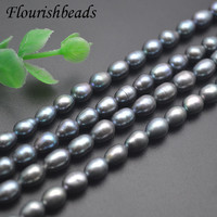 Perles en gros de couleur gris, 5~6x6~7mm, perles d'eau douce naturelles ovales irrégulières en forme de riz pour la fabrication de bijoux