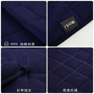 Weighted <b>Blanket</b> With Glass Bead Filling Dark <b>Blue</b> Single Size Air Permeable For All Seasons Quilted Lightweight Breathable - Product Image 4
