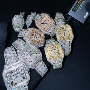 高品質 カスタム メンズ 自動巻き 機械式 腕時計 ステンレススチールバンド 防水 アイスアウト モアッサナイト 文字盤 - Product Image 2