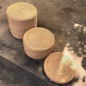 Puf Otomano Artesanal de Jacinto de Agua Blanco, Cojines Decorativos para Silla, Ecológicos - Product Image 2