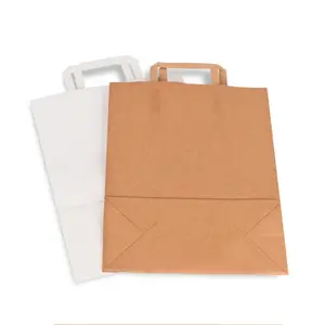 Bolsa de regalo de papel Kraft ecológico con logotipo personalizado, embalaje de ropa interior para alimentos y café, uso exprés, forma plana, opciones disponibles