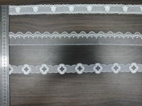 Bordure élastique festonnée en maille polyester avec dentelle transparente brodée à pois ondulés pour lingerie de filles et accessoires textiles de maison