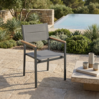 Chaise de salle à manger d'extérieur moderne en aluminium avec tissu en maille respirante, empilable, portable, résistante aux intempéries, pour café
