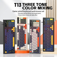 Clavier de jeu filaire pour ordinateur, 98 touches, silencieux, rétroéclairage multicolore, avec touches de couleur variée