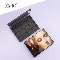 Palette de fards à paupières vide personnalisée noire de 12 ou 15 couleurs, étui de maquillage rectangulaire multicolore avec couvercle imprimé, emballage cosmétique