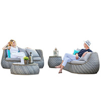 Ensemble de meubles de jardin en rotin et alliage d'aluminium, résistant au soleil et imperméable, pour terrasses et jardins, style nordique transfrontalier